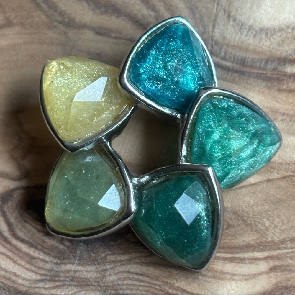 Yellow and Green Gemstone Pendant with Faceted Stones